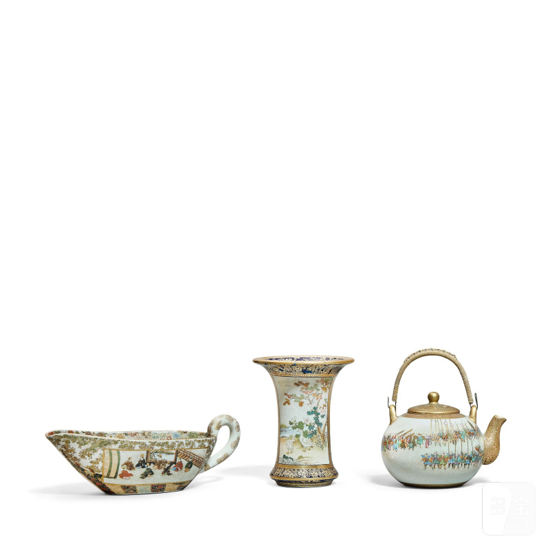 明治時代 薩摩燒器皿三件 | THREE SATSUMA VESSELS - 图6